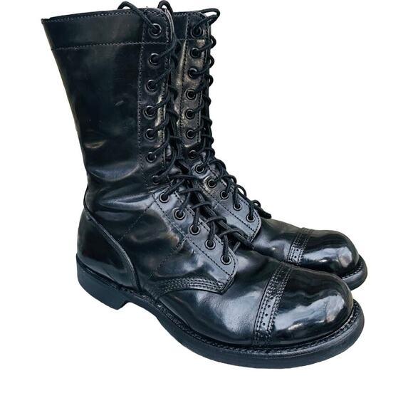 CORCORAN JUMP BOOTS 1500 8.5 Black Leather Cap Toe Paratrooper Vintage Military - Picture 1 of 13